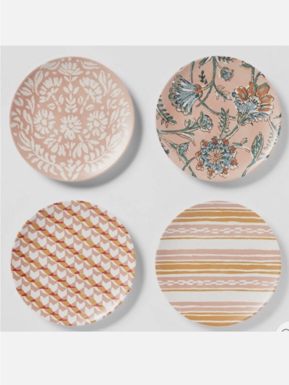 6.8" 4pk Bamboo and Melamine Mixed Pattern Appetizer Plates -
Threshold™ new